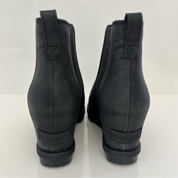 Sorel Waterproof Wedge Chelsea Boots Black Leather Size 8 NWOB - Picture 10 of 13